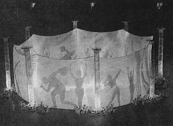 Opening ceremony performers recreate the images on a Grecian urn.