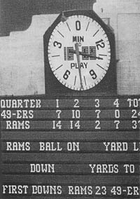Scoreboard at Los Angeles Coliseum, 1960
